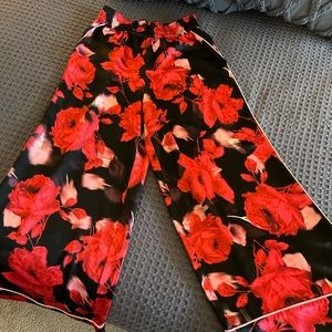 Wide-Leg Satin Pajama Pants